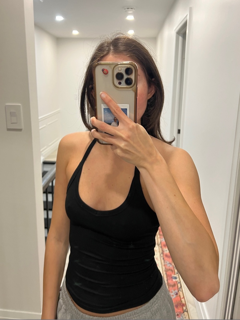 Women's Black Halter Tank Top - Classic Scoop Neck